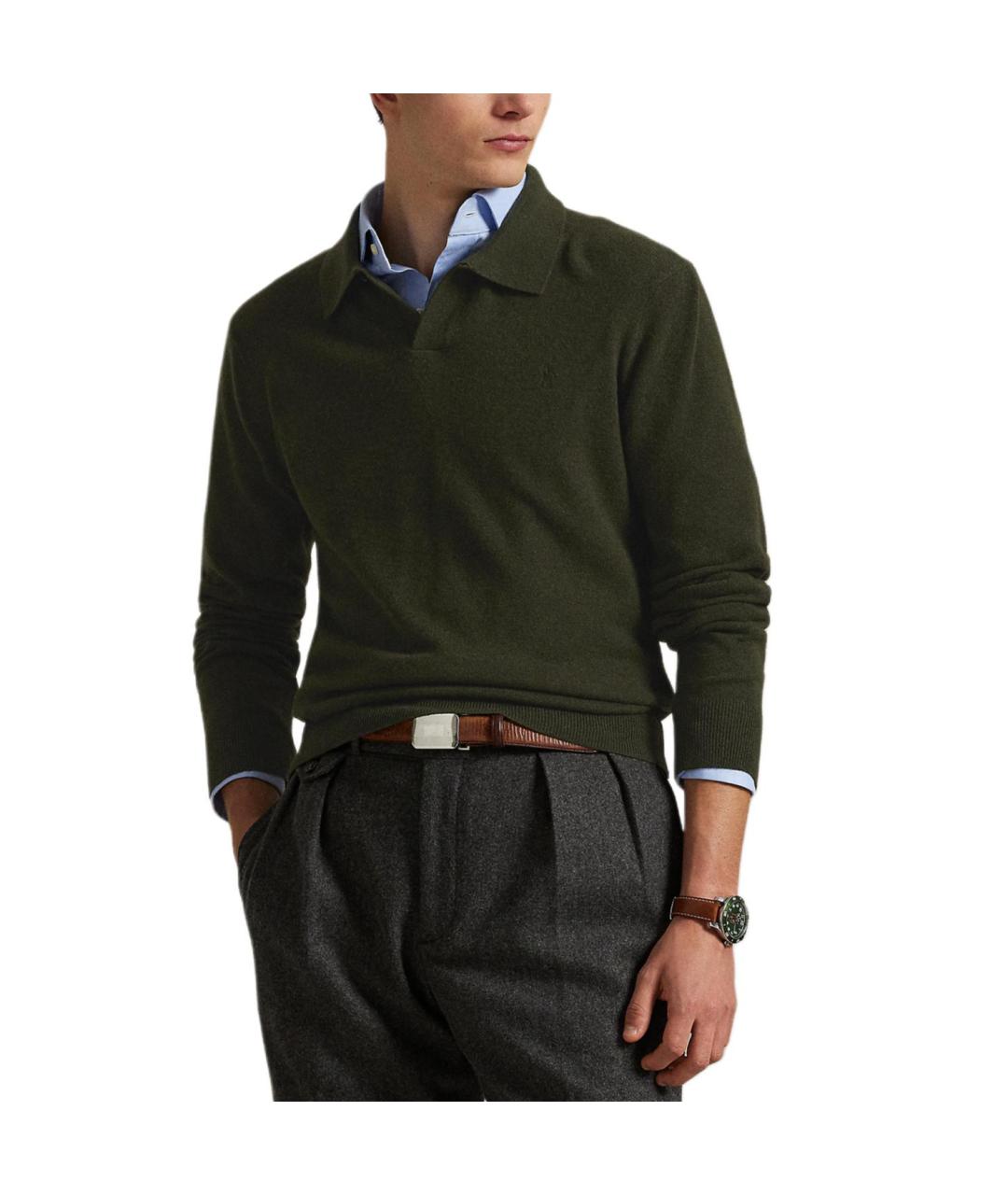 POLO RALPH LAUREN Зеленый шерстяной джемпер / свитер, фото 2