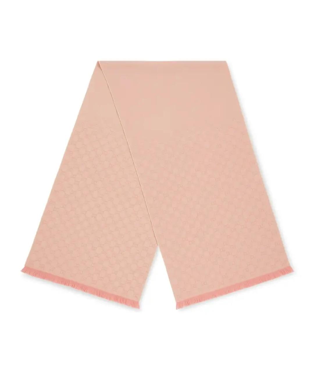 GUCCI Розовый шерстяной шарф, фото 1
