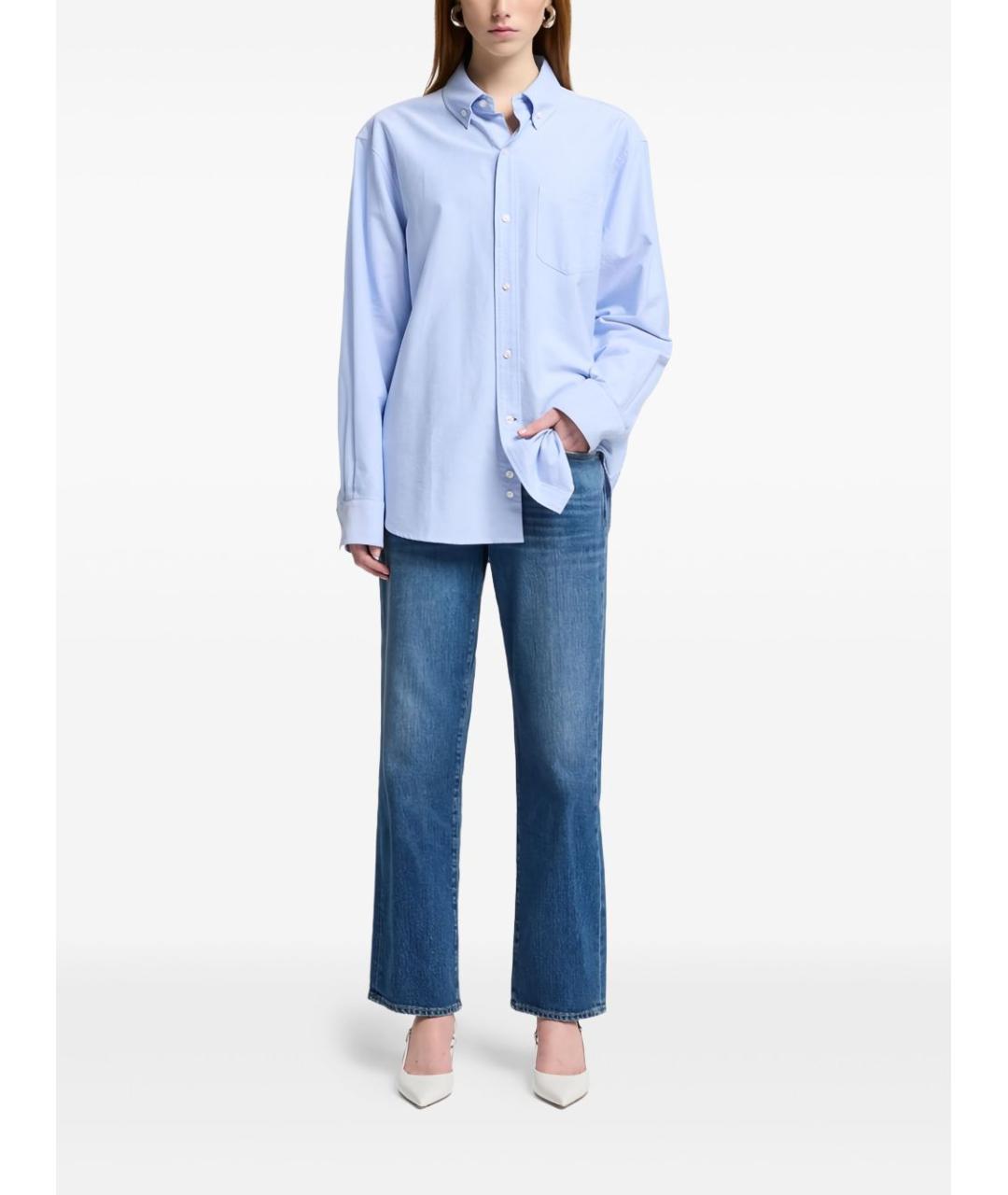 7 FOR ALL MANKIND Синие хлопковые прямые джинсы, фото 5