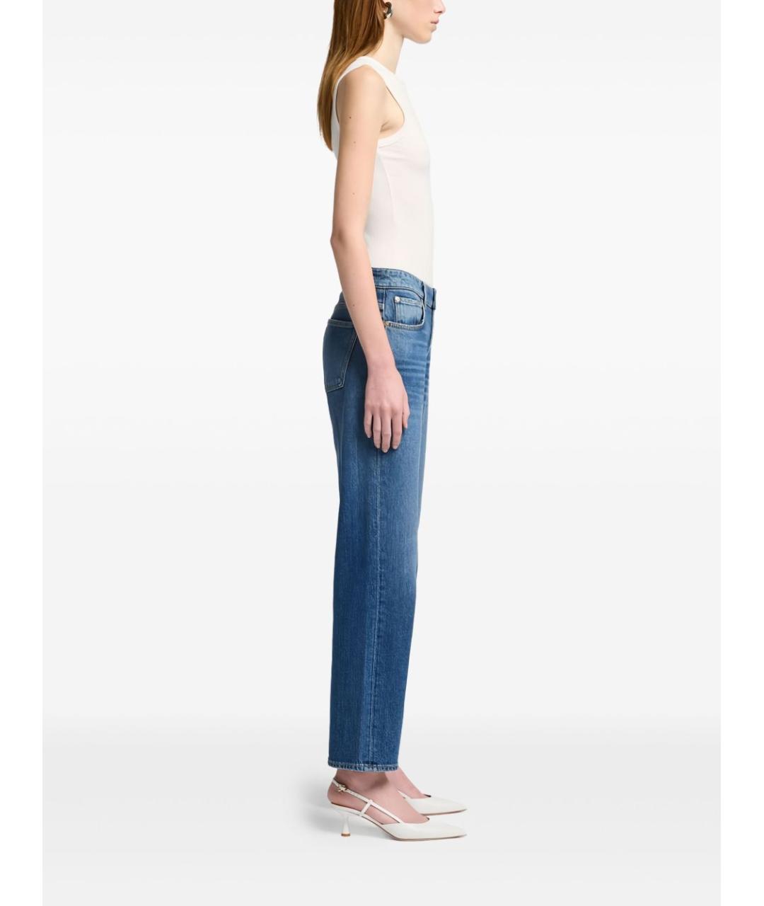 7 FOR ALL MANKIND Синие хлопковые прямые джинсы, фото 4