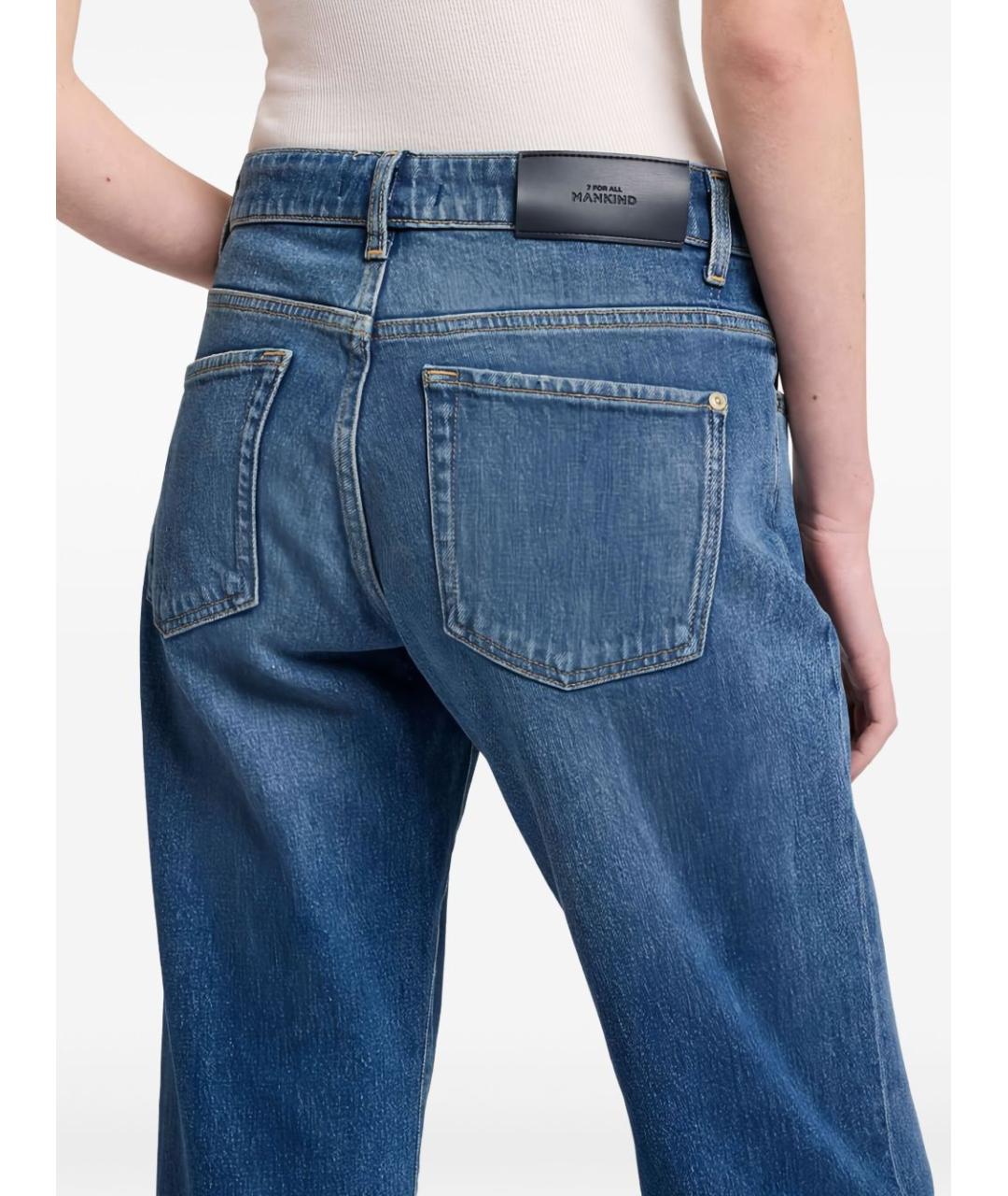 7 FOR ALL MANKIND Синие хлопковые прямые джинсы, фото 3