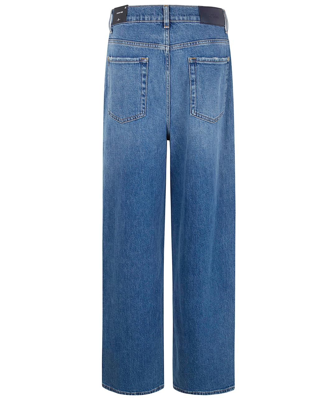 7 FOR ALL MANKIND Синие хлопковые прямые джинсы, фото 2