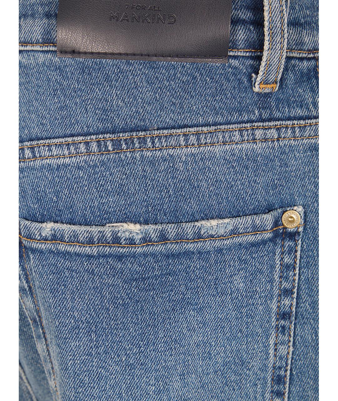 7 FOR ALL MANKIND Синие хлопковые прямые джинсы, фото 3