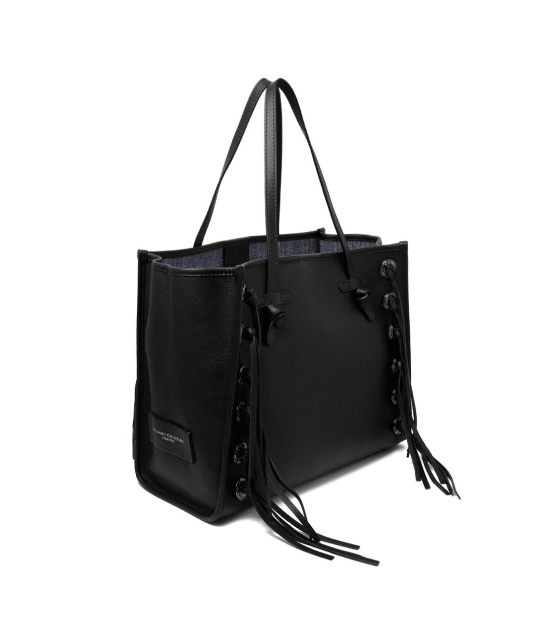 MARCELLA Черная кожаная сумка тоут, фото 2