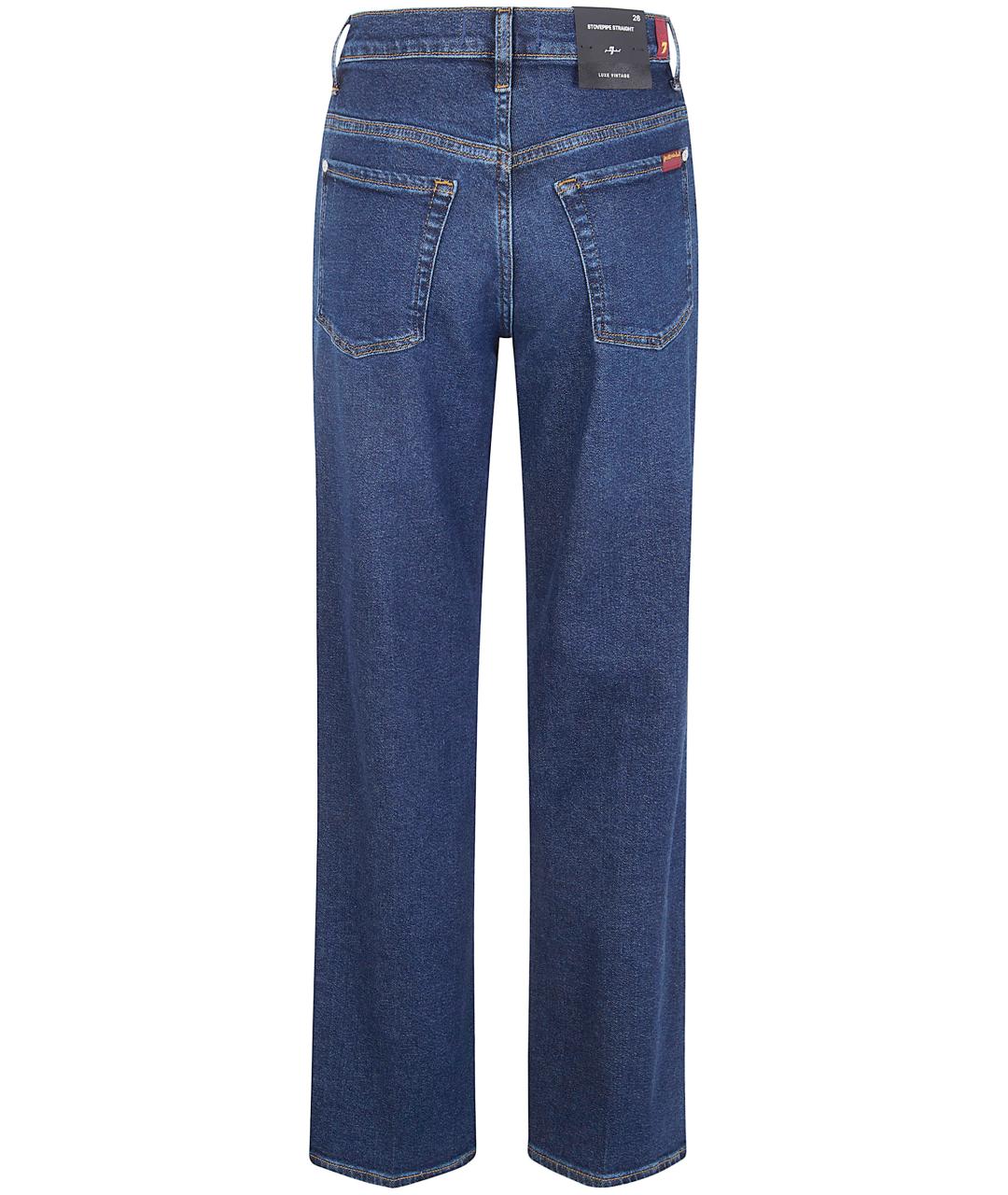 7 FOR ALL MANKIND Синие хлопковые прямые джинсы, фото 2