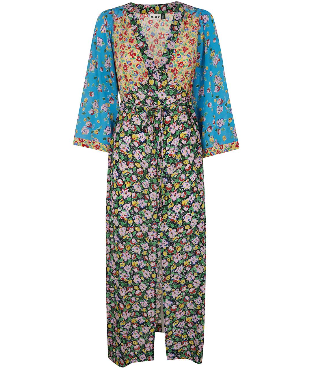 RIXO Мульти шелковое повседневное платье, фото 1