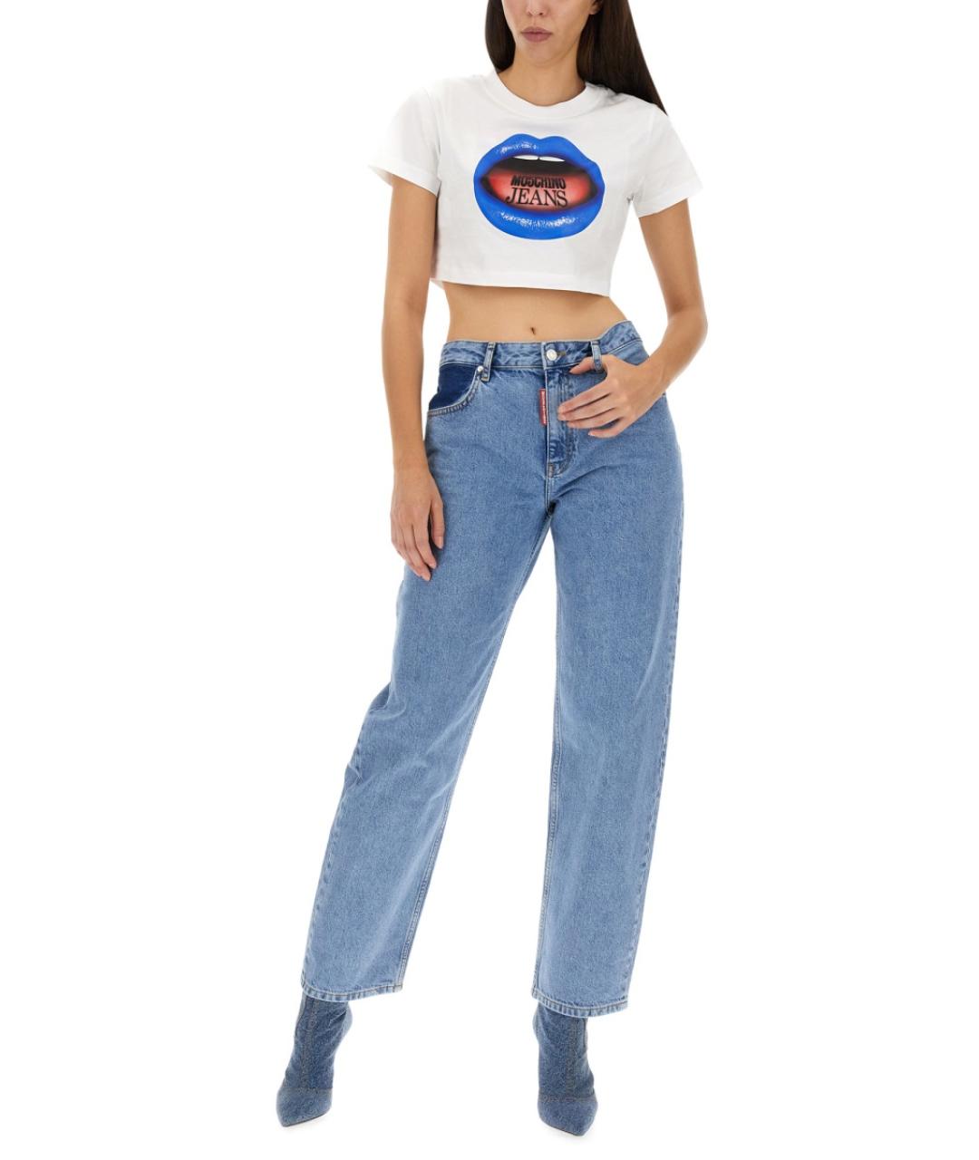 MOSCHINO JEANS Синие хлопковые прямые джинсы, фото 3