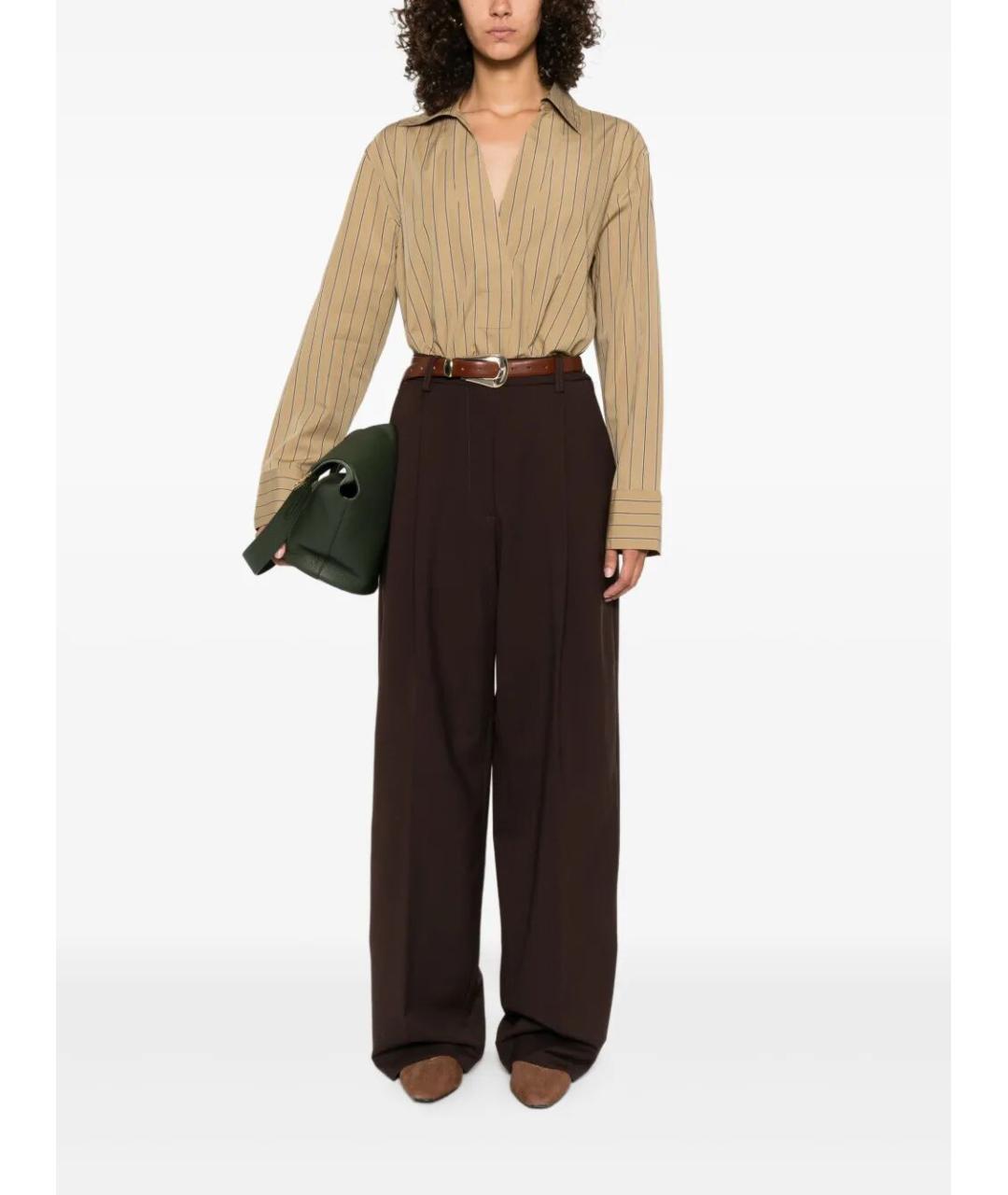 THE LATEST Коричневые полиэстеровые прямые брюки, фото 6