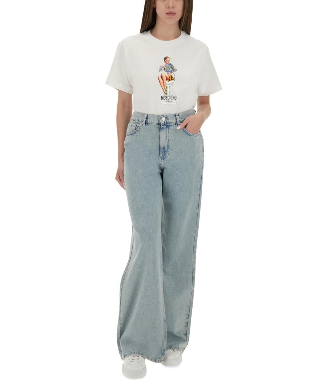 MOSCHINO JEANS Синие хлопковые прямые джинсы, фото 4