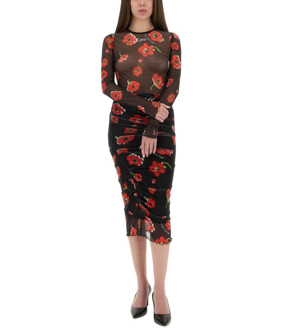 MOSCHINO JEANS Мульти полиэстеровая юбка миди, фото 3