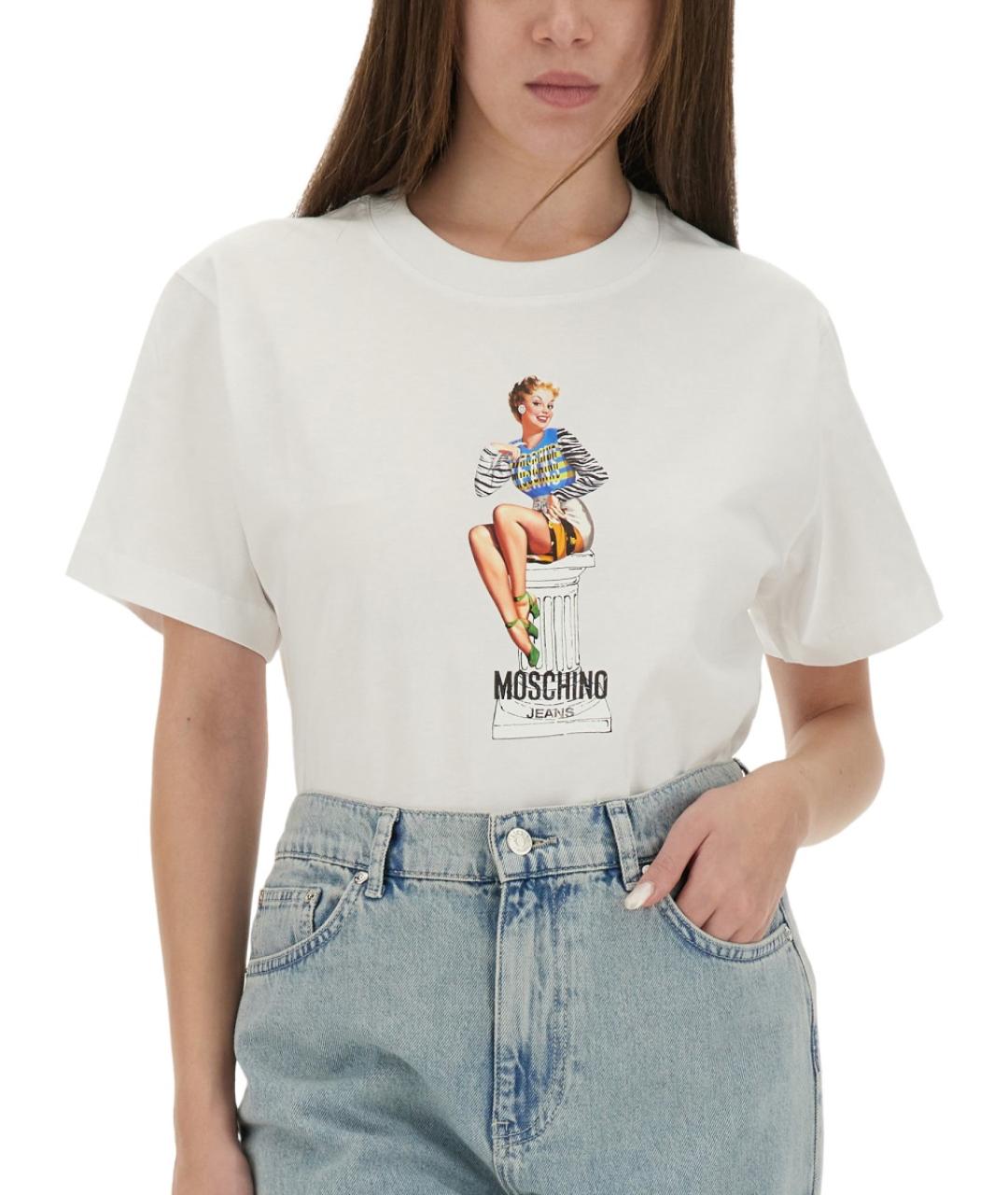 MOSCHINO JEANS Белая хлопковая футболка, фото 3