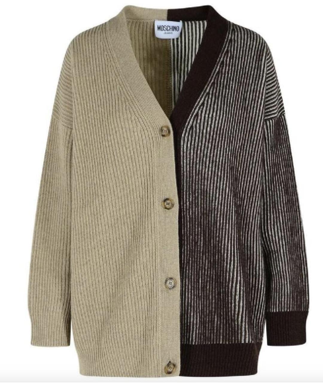 MOSCHINO JEANS Коричневый шерстяной кардиган, фото 1