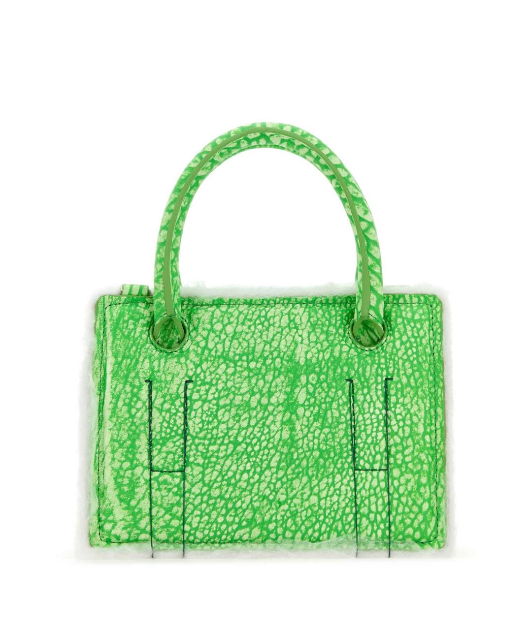 DENTRO Зеленая кожаная сумка с короткими ручками, фото 1