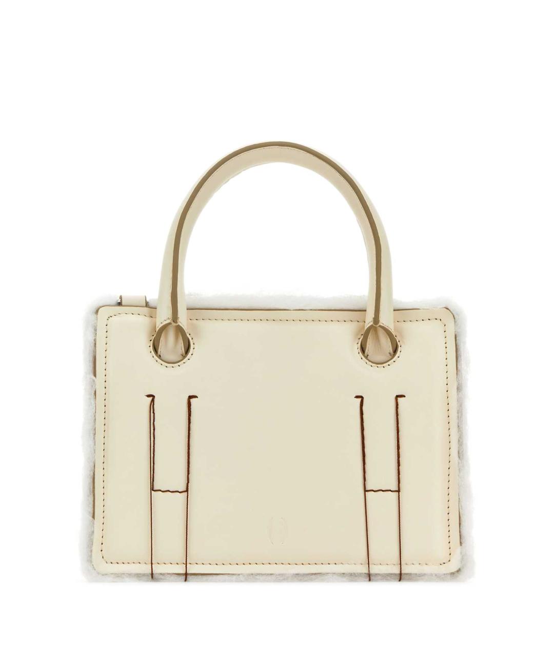 DENTRO Белая кожаная сумка с короткими ручками, фото 1