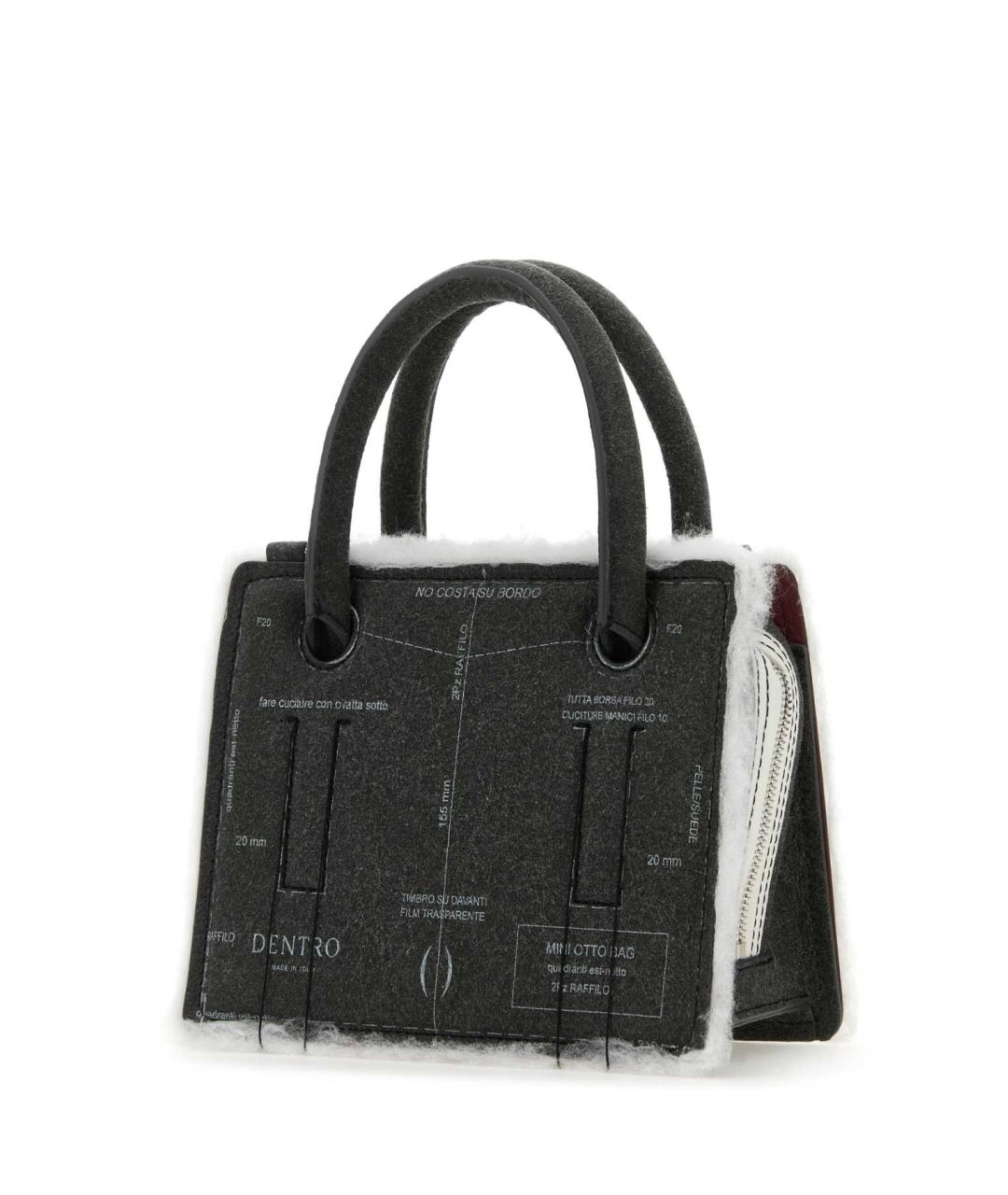 DENTRO Серая кожаная сумка с короткими ручками, фото 2
