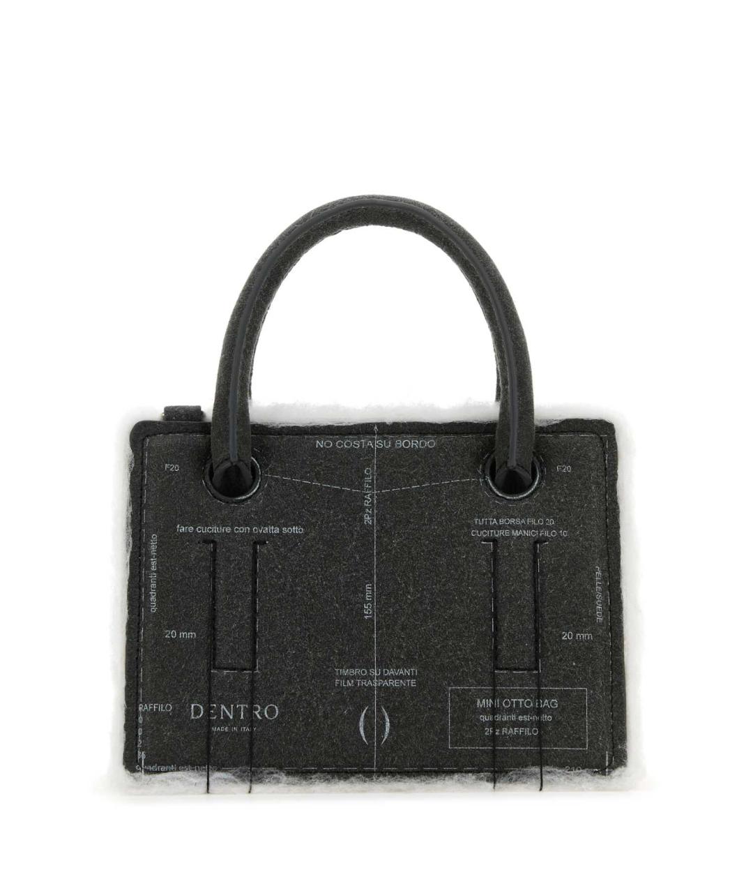 DENTRO Серая кожаная сумка с короткими ручками, фото 1