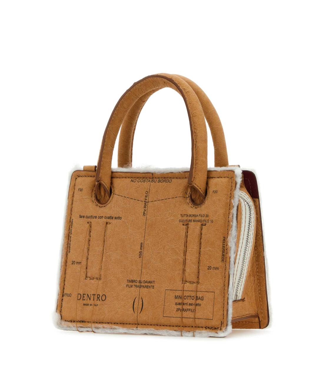DENTRO Бежевая кожаная сумка с короткими ручками, фото 2