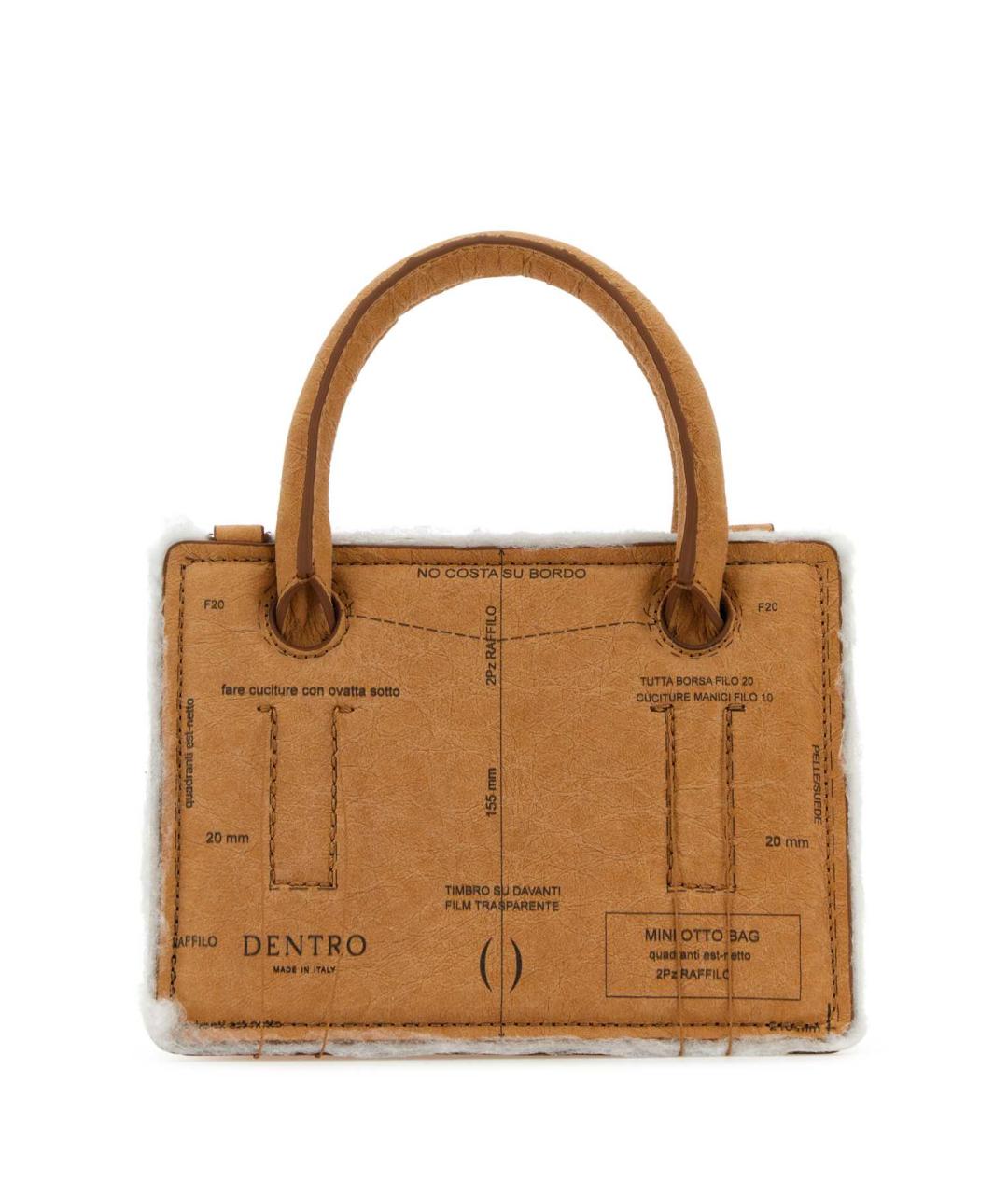 DENTRO Бежевая кожаная сумка с короткими ручками, фото 1