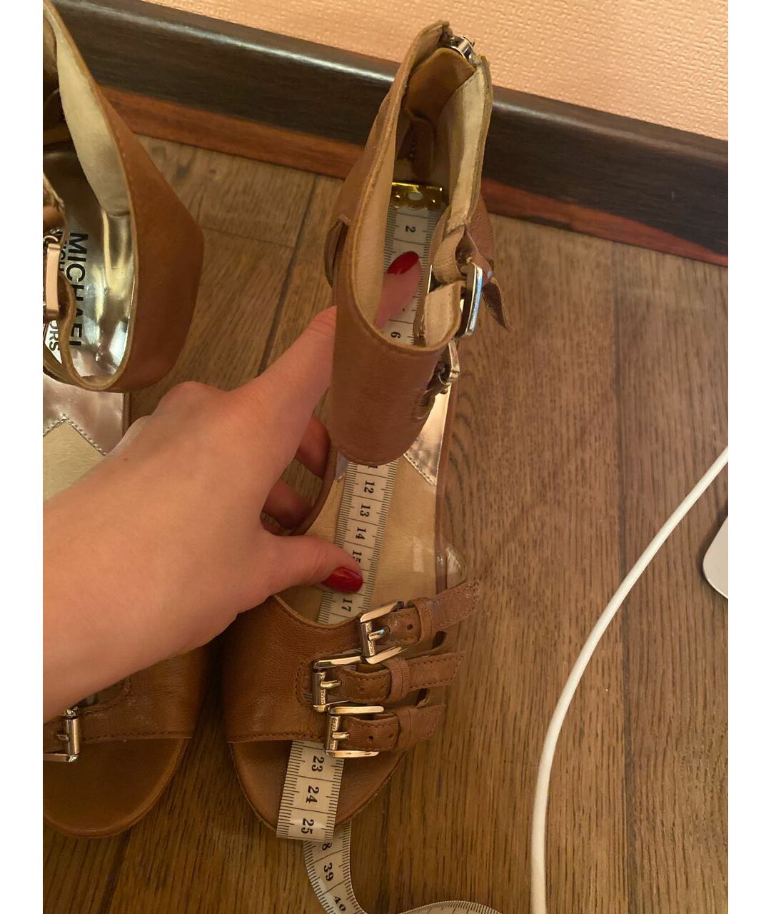 MICHAEL MICHAEL KORS Коричневые кожаные босоножки, фото 8