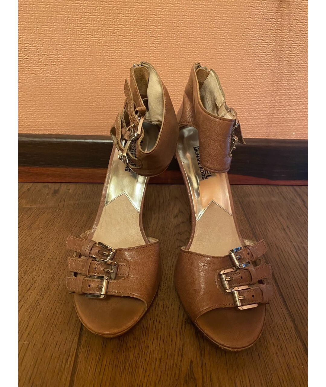 MICHAEL MICHAEL KORS Коричневые кожаные босоножки, фото 2