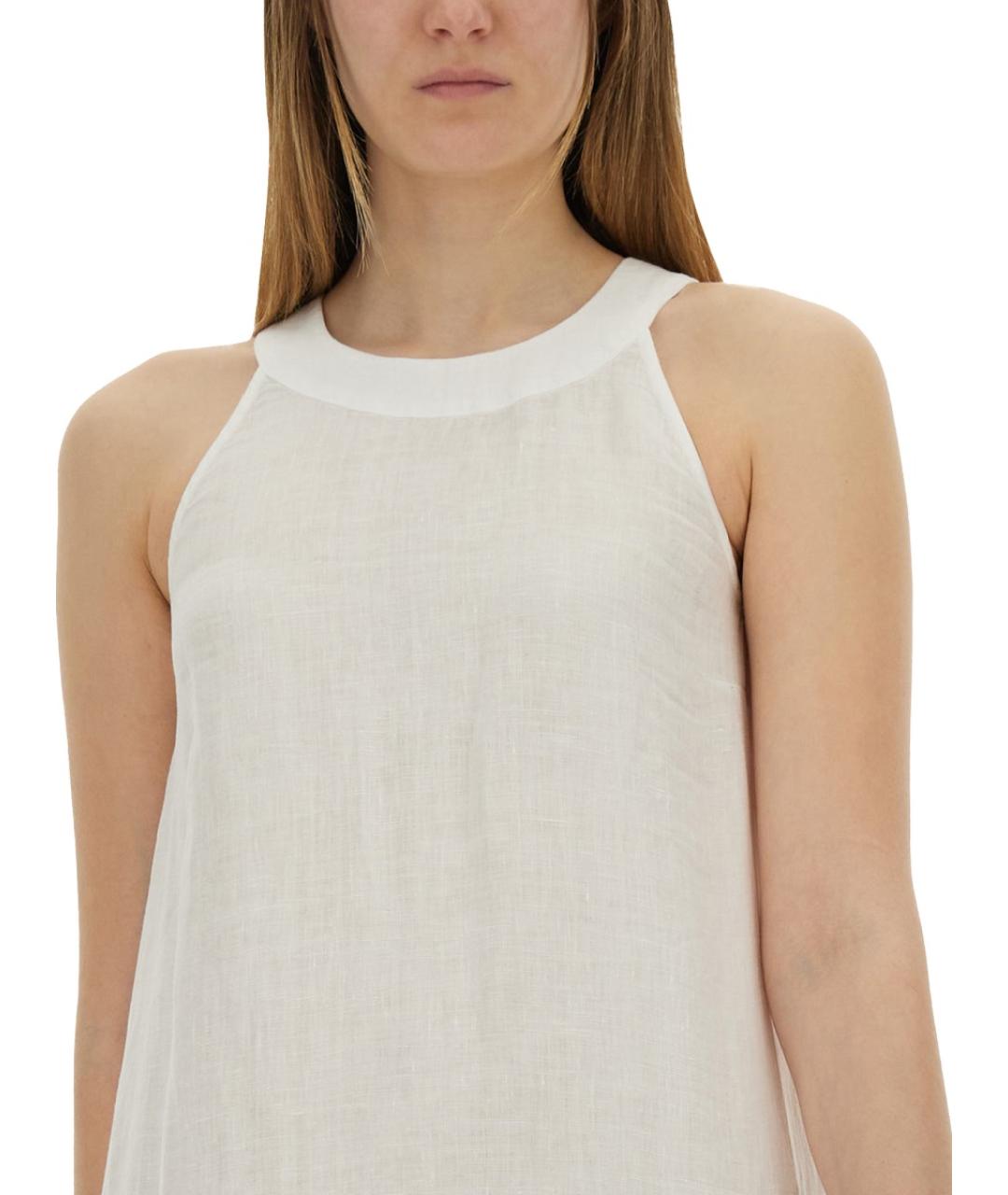 120% LINO Белое льняное повседневное платье, фото 4