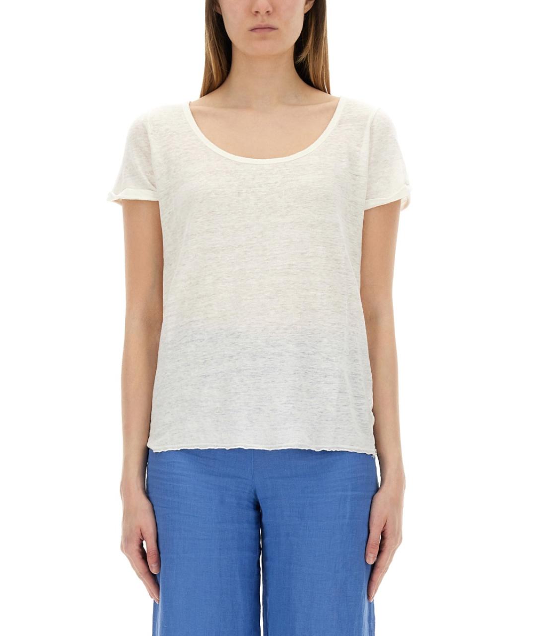 120% LINO Белая льняная футболка, фото 5