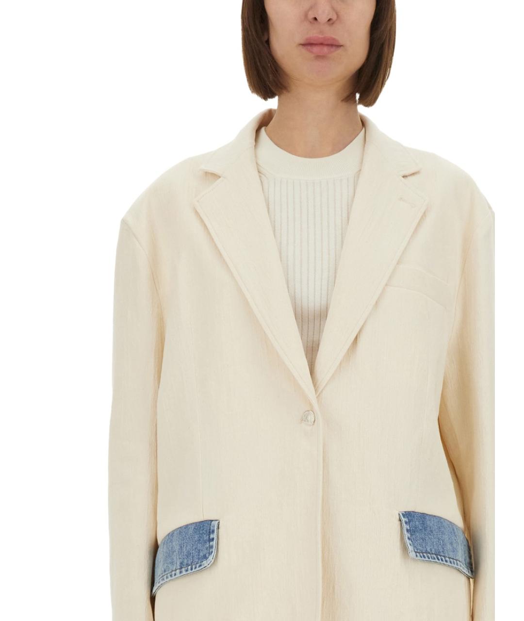 MOSCHINO JEANS Белый хлопковый жакет/пиджак, фото 4