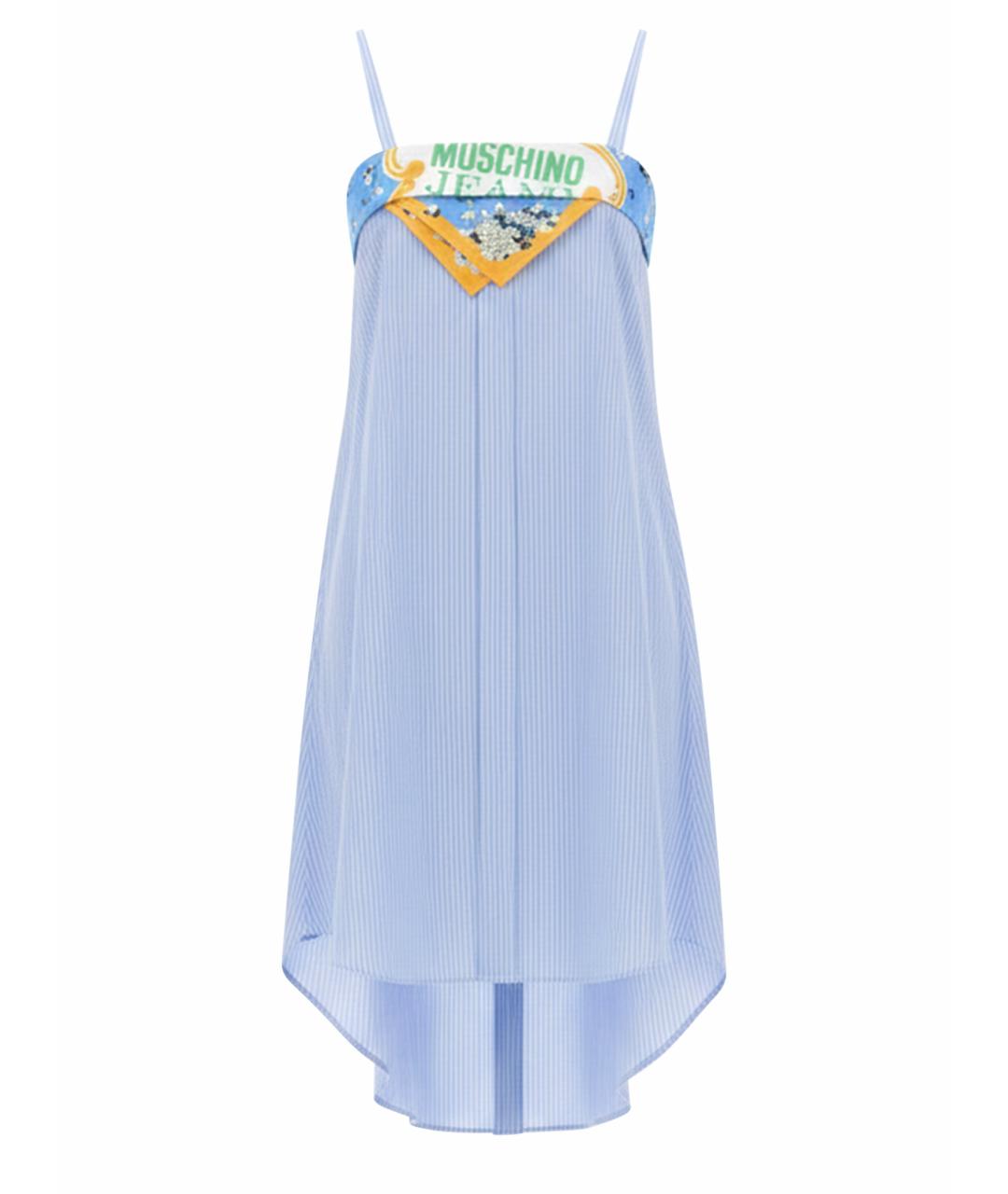 MOSCHINO JEANS Синее хлопковое повседневное платье, фото 5