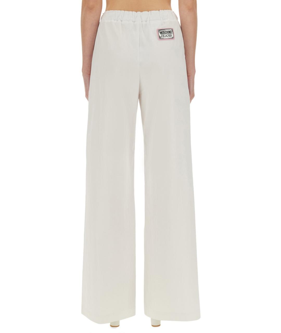 MOSCHINO JEANS Белые хлопковые прямые брюки, фото 3