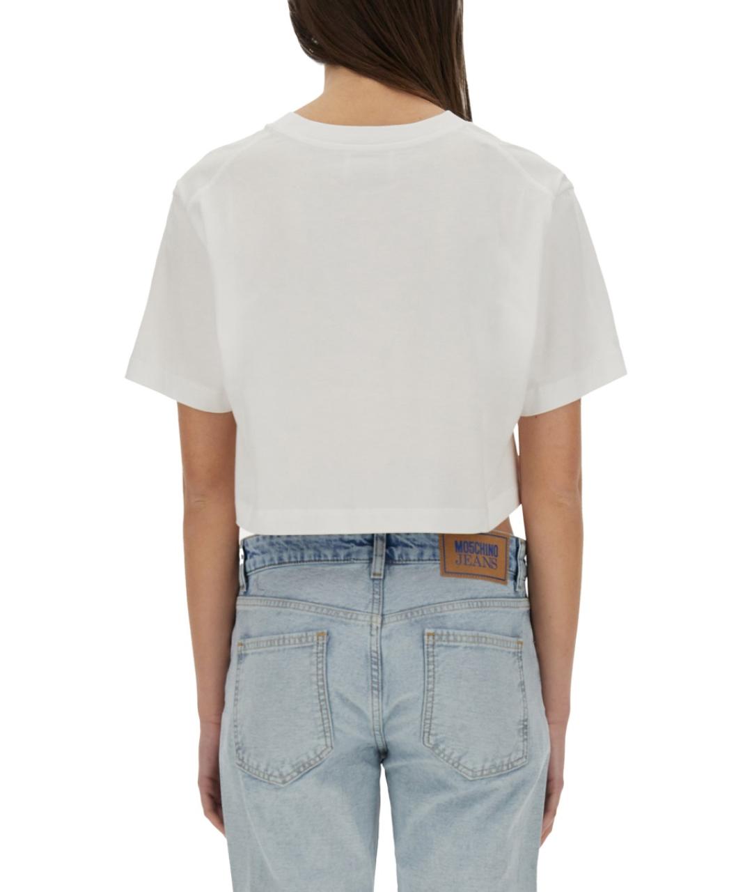 MOSCHINO JEANS Белая хлопковая футболка, фото 4