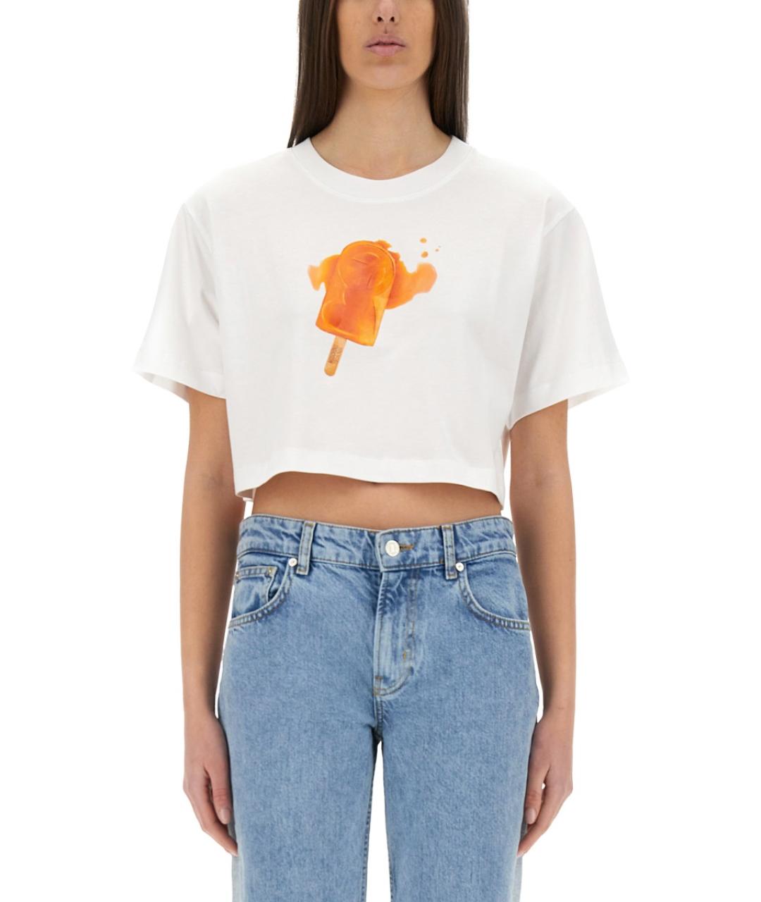 MOSCHINO JEANS Белая хлопковая футболка, фото 2