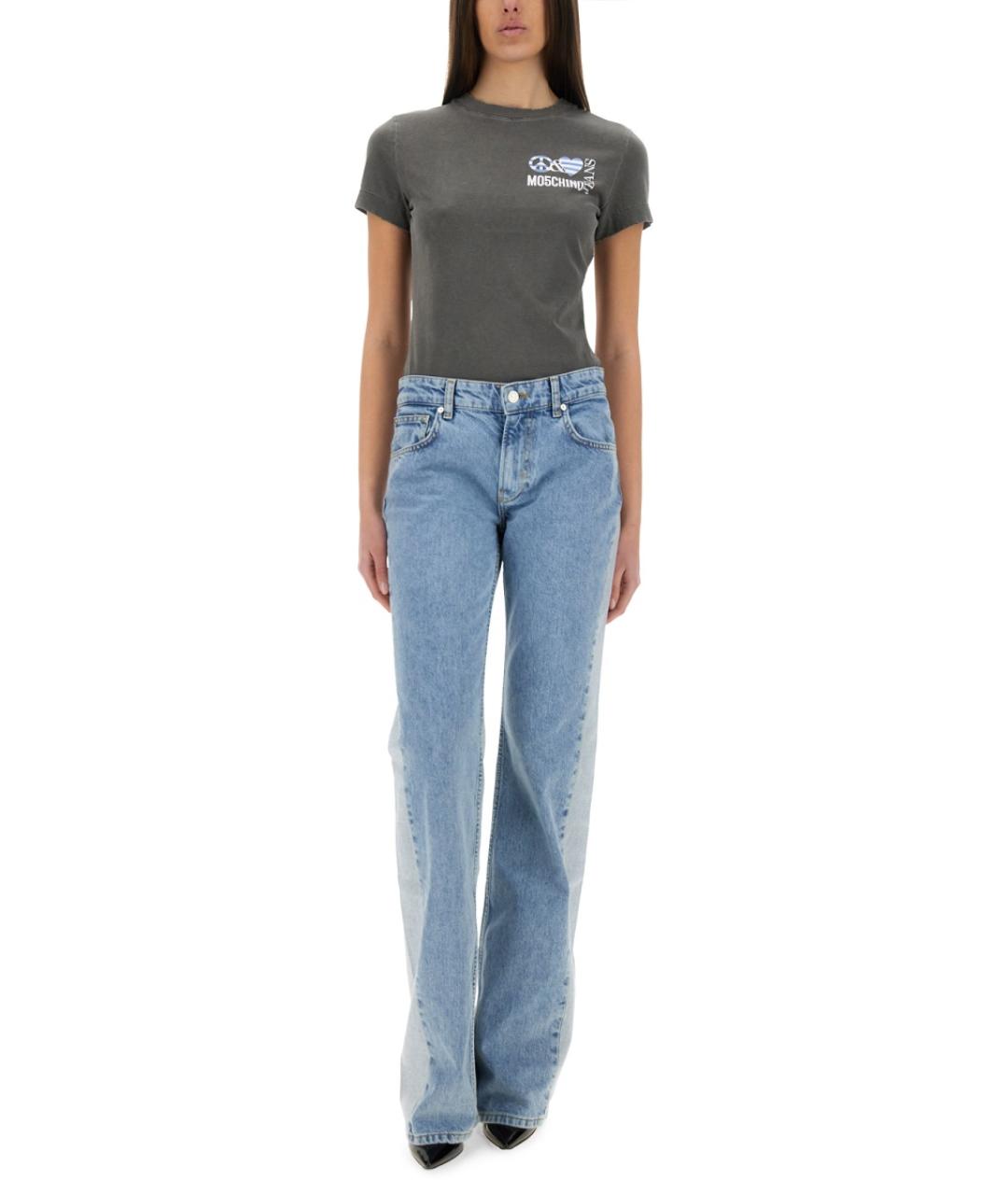 MOSCHINO JEANS Черная хлопковая футболка, фото 2