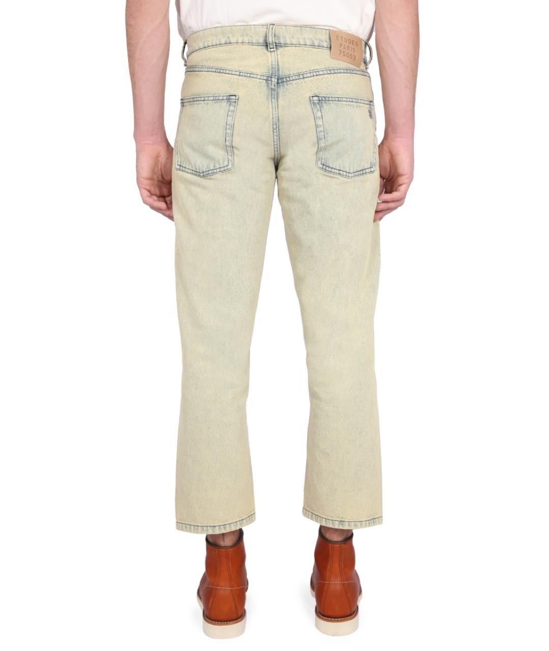 ETUDES Бежевые хлопковые прямые джинсы, фото 5