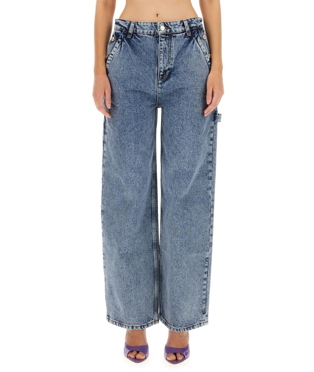 MOSCHINO JEANS Синие хлопковые прямые джинсы, фото 2