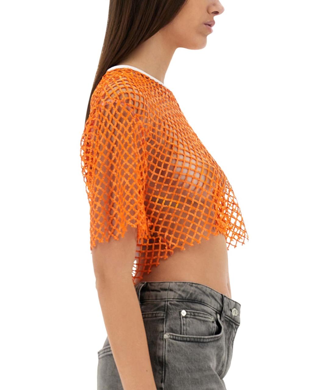 MOSCHINO JEANS Оранжевая полиэстеровая футболка, фото 5