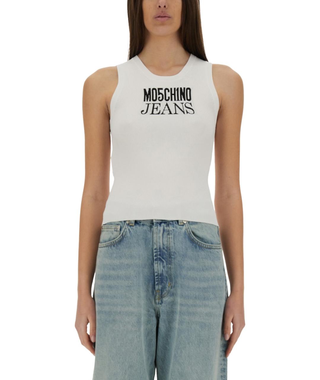 MOSCHINO JEANS Белая вискозная майка, фото 2