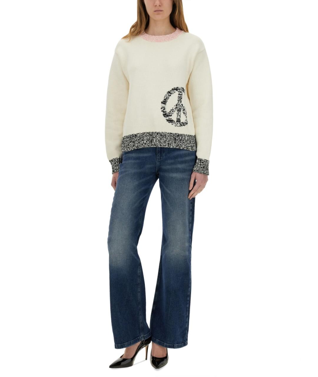 MOSCHINO JEANS Белый хлопковый джемпер / свитер, фото 3
