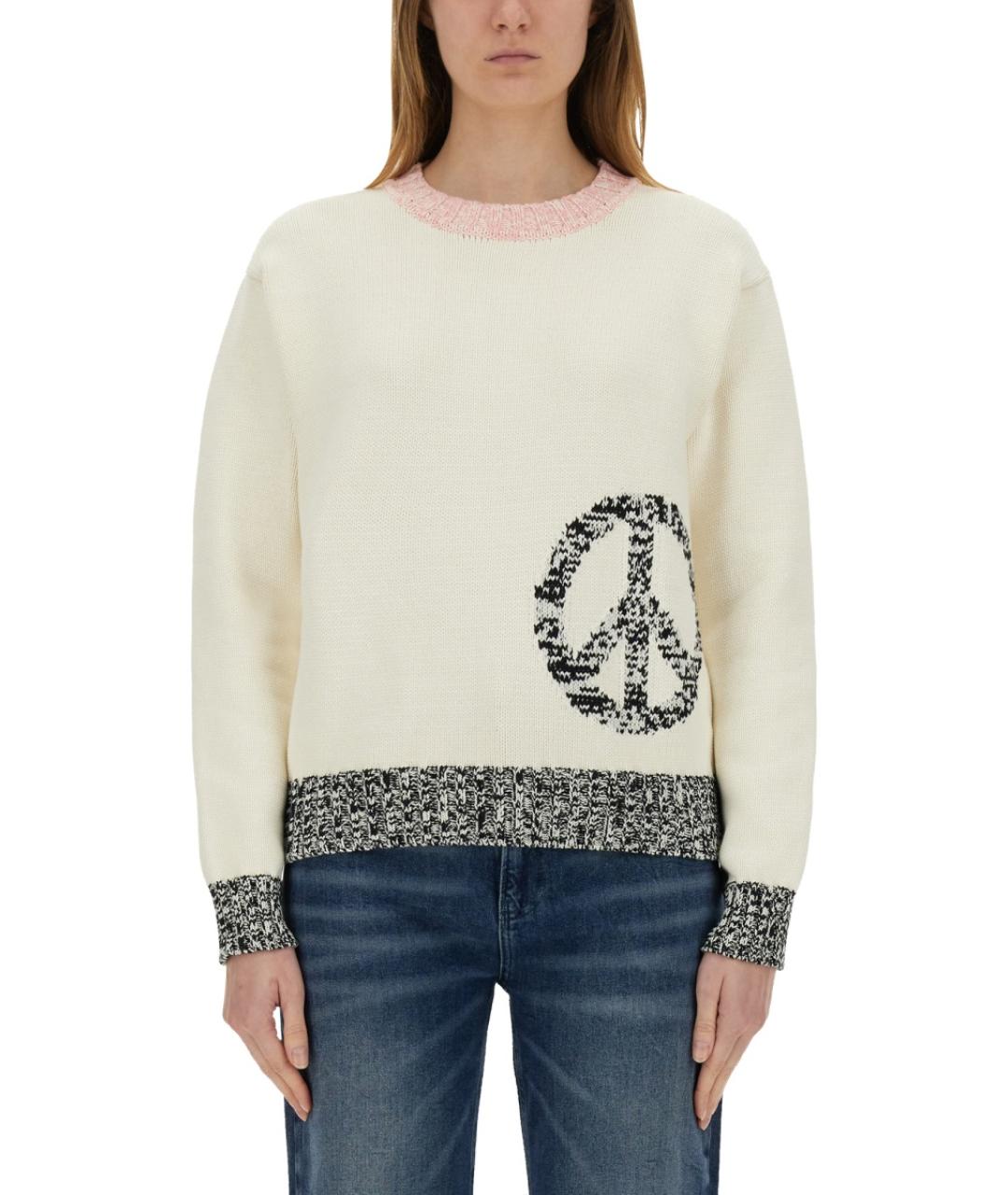 MOSCHINO JEANS Белый хлопковый джемпер / свитер, фото 2