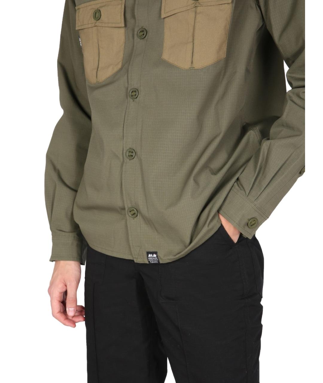 ARKAIR Зеленая хлопковая кэжуал рубашка, фото 5
