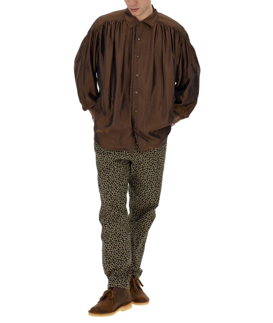 AIE Коричневая хлопковая кэжуал рубашка, фото 2