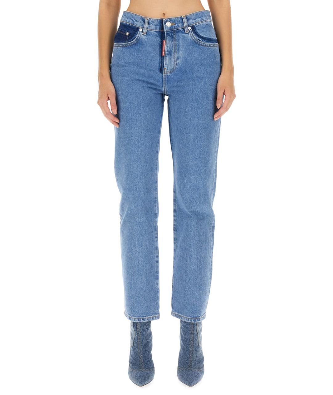 MOSCHINO JEANS Синие хлопковые прямые джинсы, фото 5