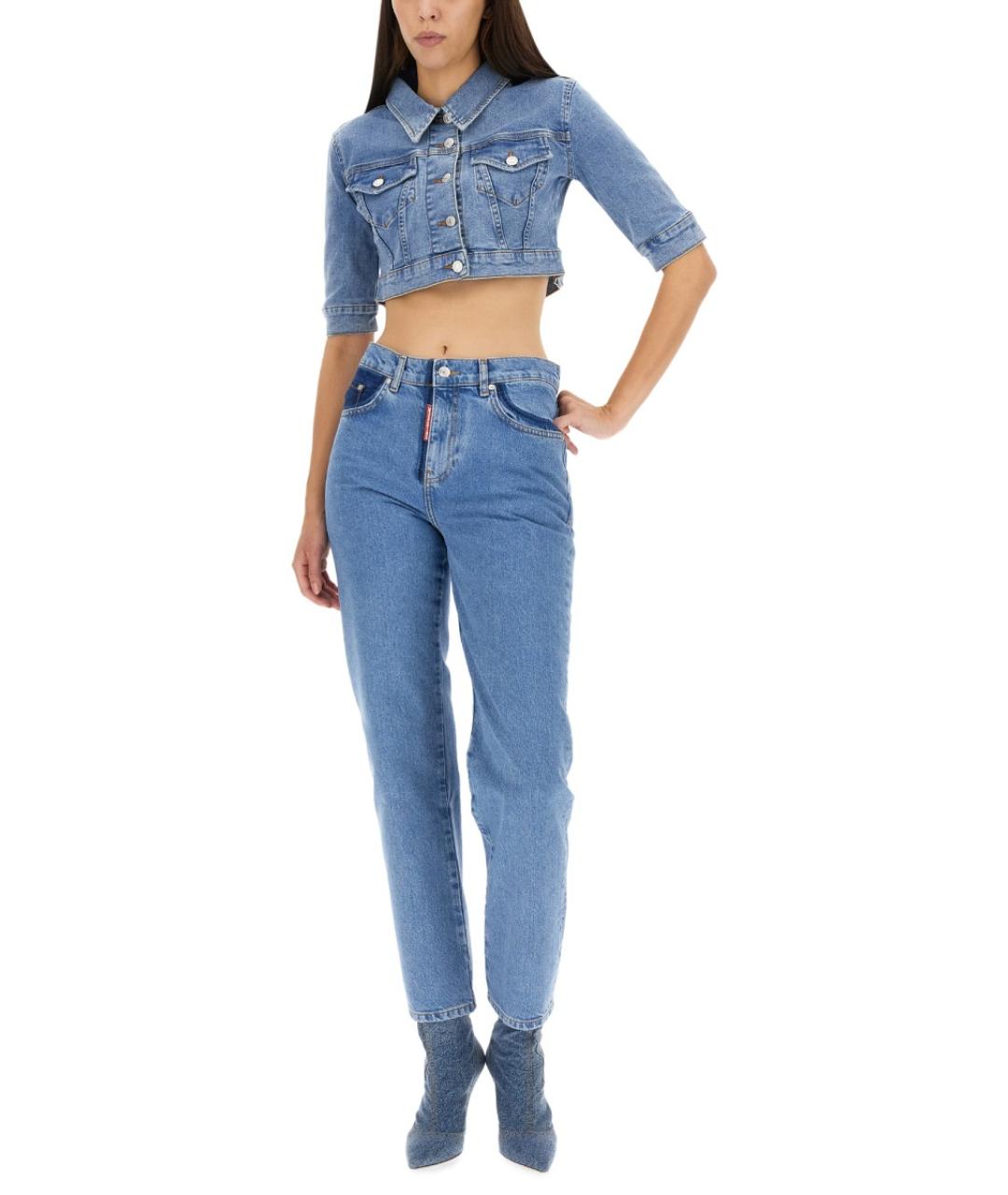 MOSCHINO JEANS Синие хлопковые прямые джинсы, фото 2