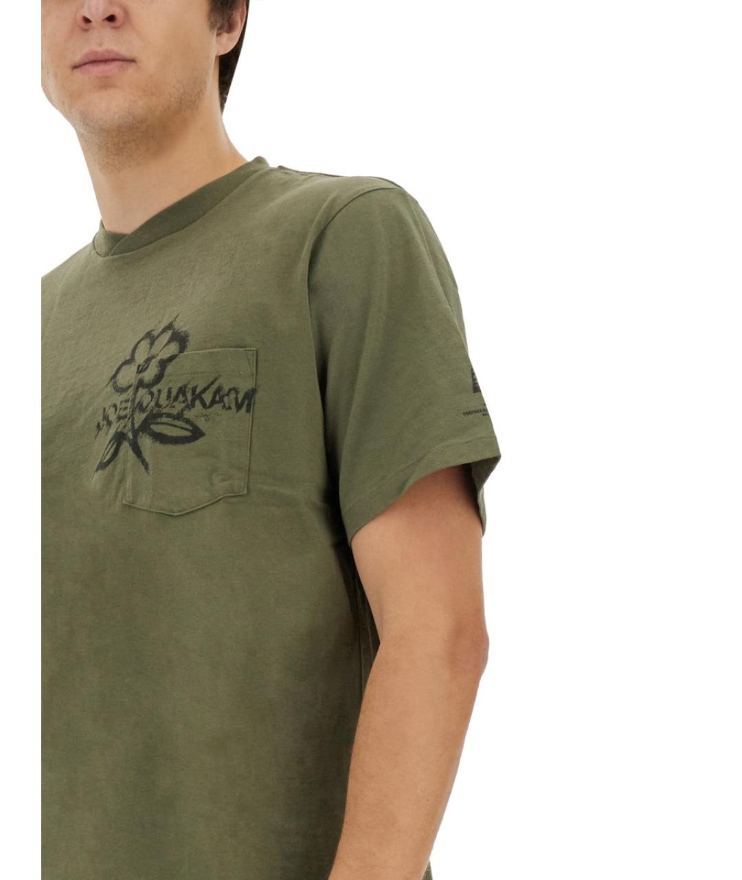 ENGINEERED GARMENTS Зеленая хлопковая футболка, фото 5