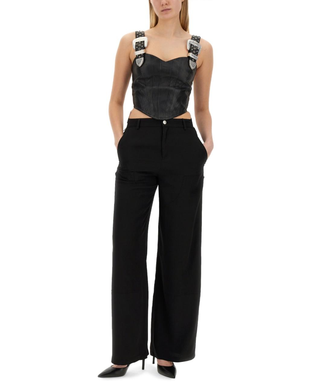 MOSCHINO JEANS Черные вискозные прямые брюки, фото 2