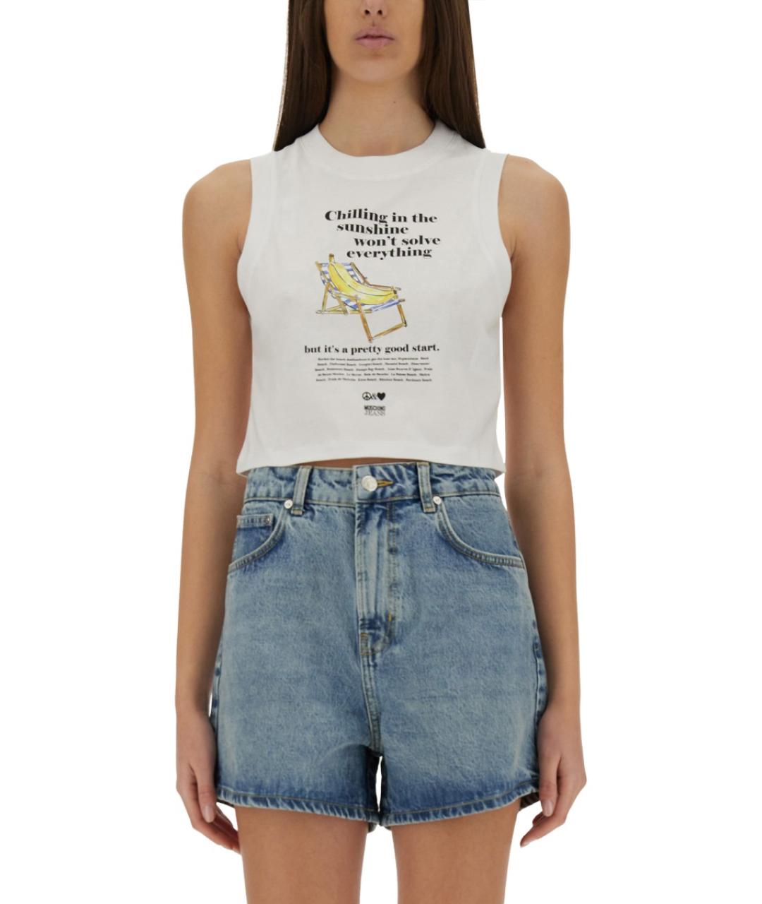 MOSCHINO JEANS Белая хлопковая майка, фото 2