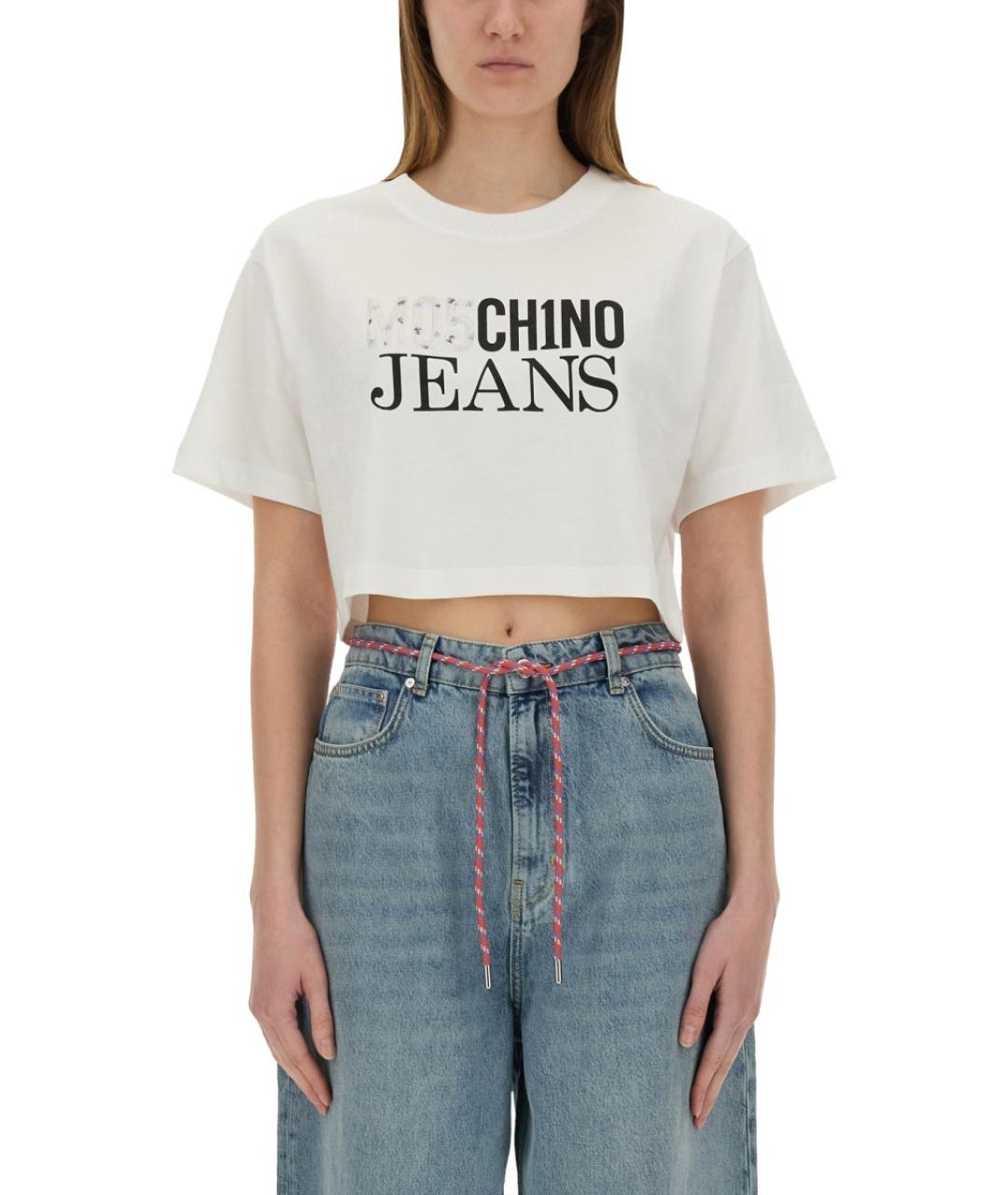 MOSCHINO JEANS Белая хлопковая футболка, фото 2