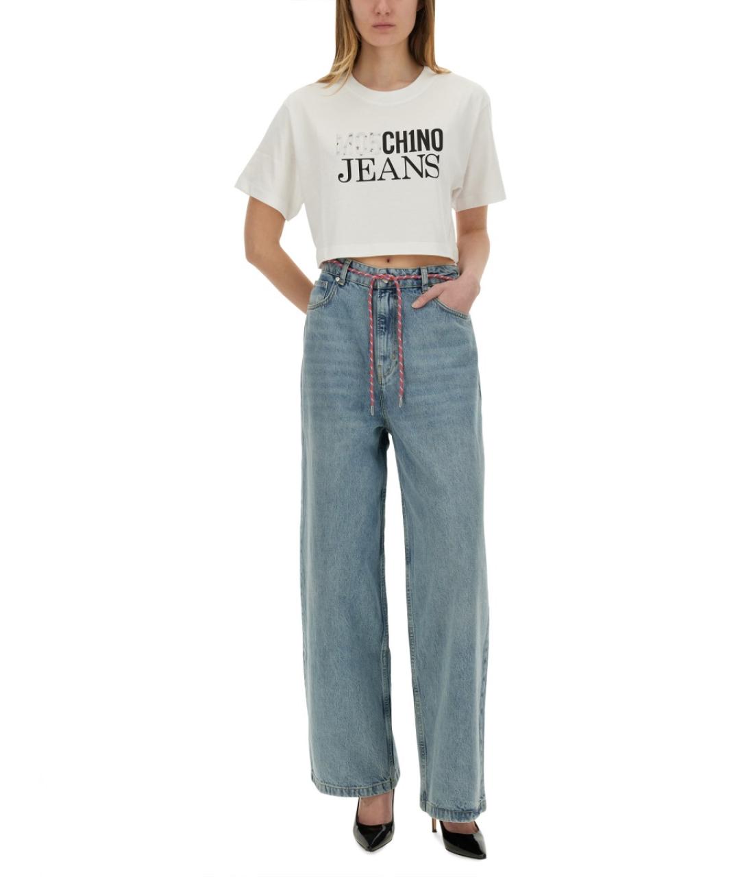 MOSCHINO JEANS Синие хлопковые прямые джинсы, фото 2