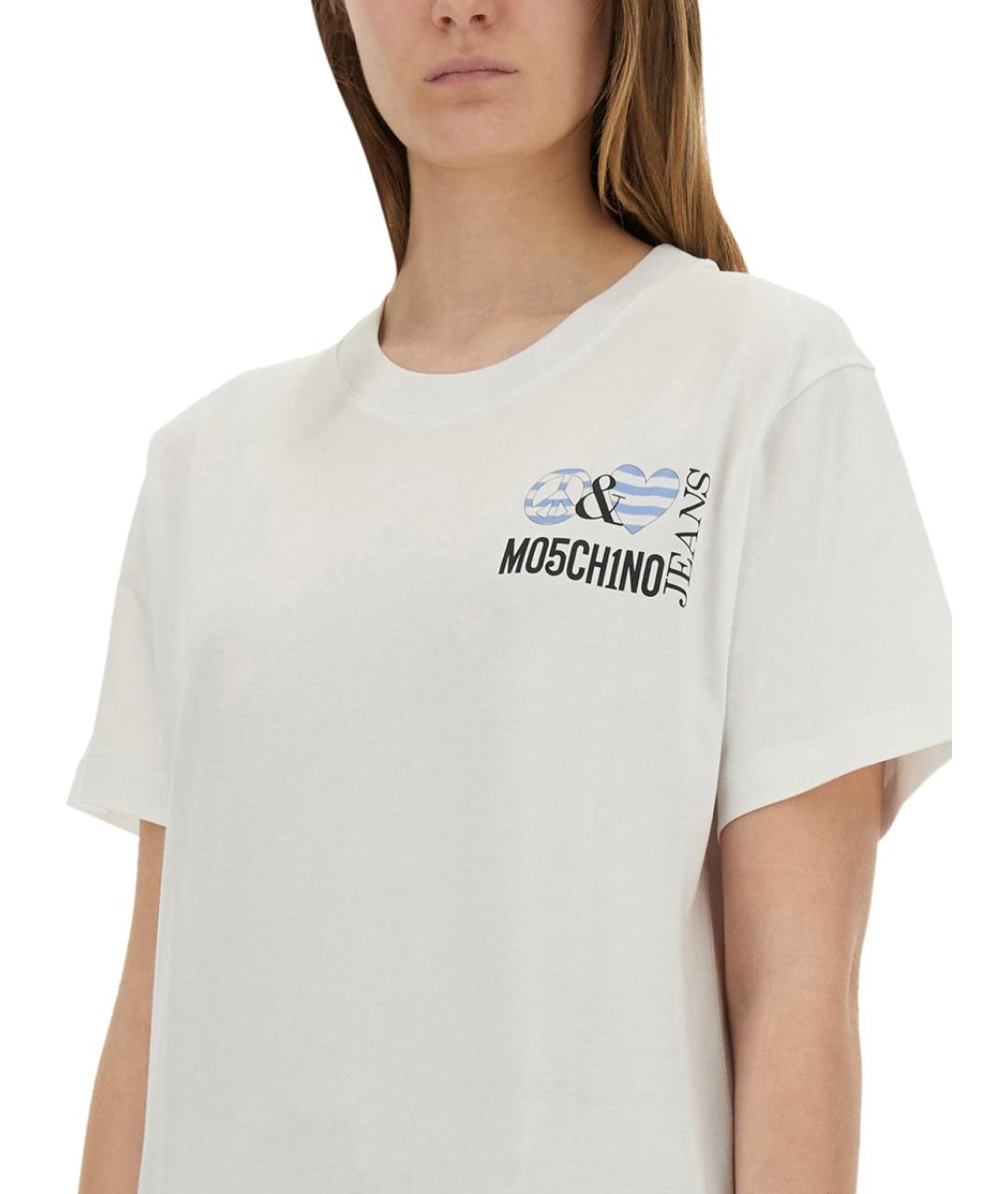 MOSCHINO JEANS Белая хлопковая футболка, фото 5