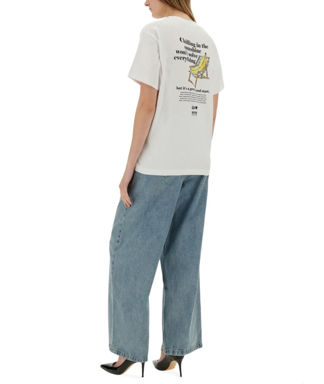 MOSCHINO JEANS Белая хлопковая футболка, фото 3