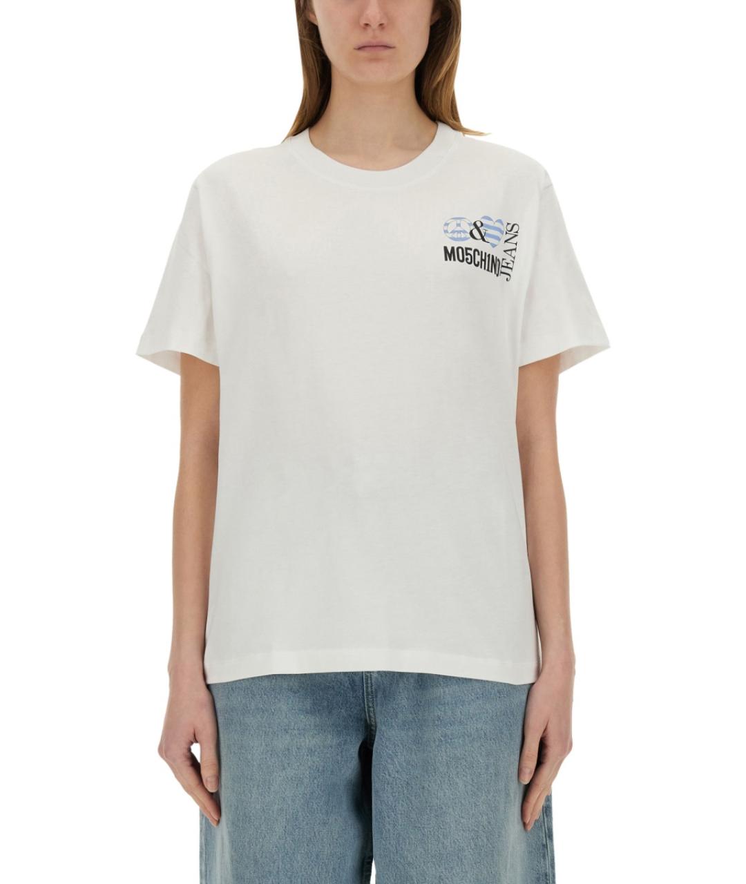 MOSCHINO JEANS Белая хлопковая футболка, фото 2